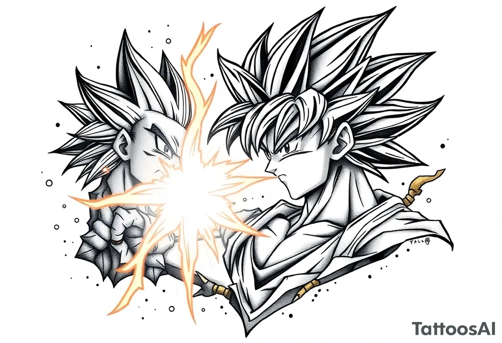legendary dragonball z scene with energy aura and power effects tattoo idea