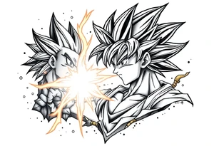 legendary dragonball z scene with energy aura and power effects tattoo idea