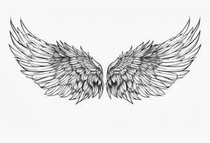 Detailed feathered angel wings tattoo idea