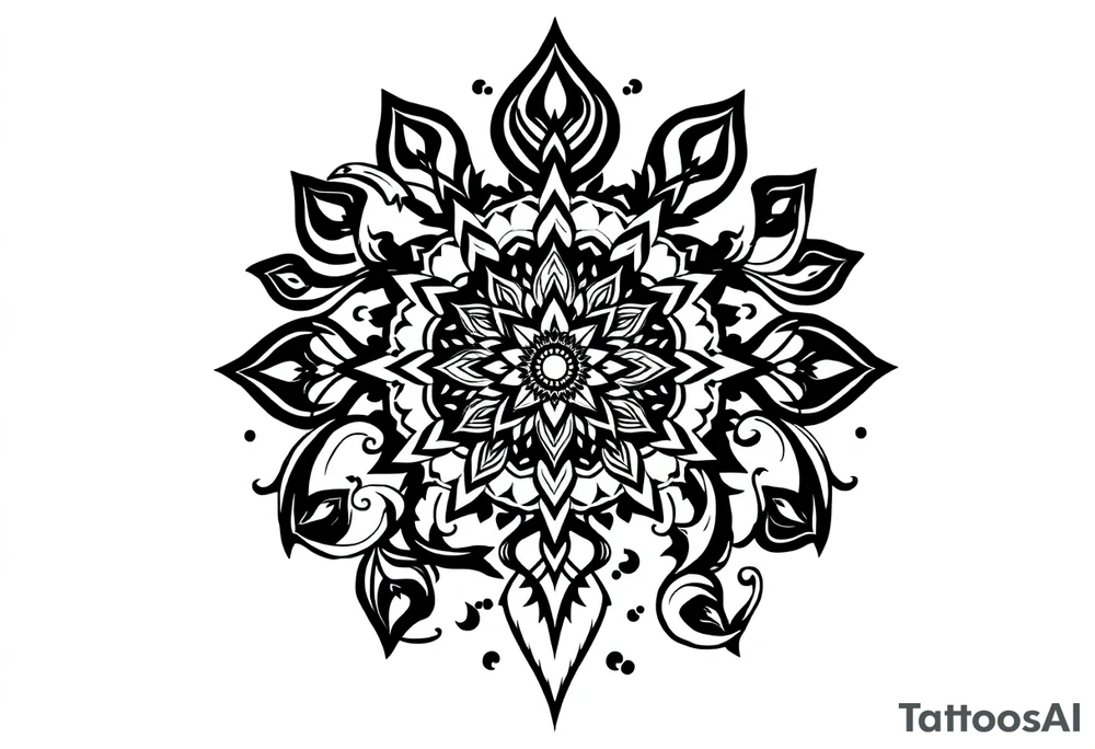 mytical shaman style ornametn with ancient rhyme tattoo idea