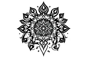 mytical shaman style ornametn with ancient rhyme tattoo idea