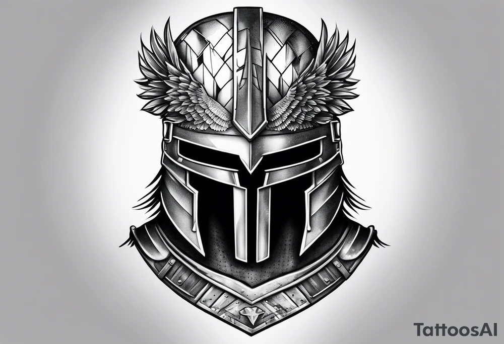 Spartan warrior helmet with American flag bald eagle tattoo idea