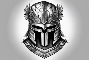 Spartan warrior helmet with American flag bald eagle tattoo idea