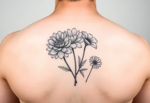 chrysanthemum, poppy and daisy dainty tatoo tattoo idea