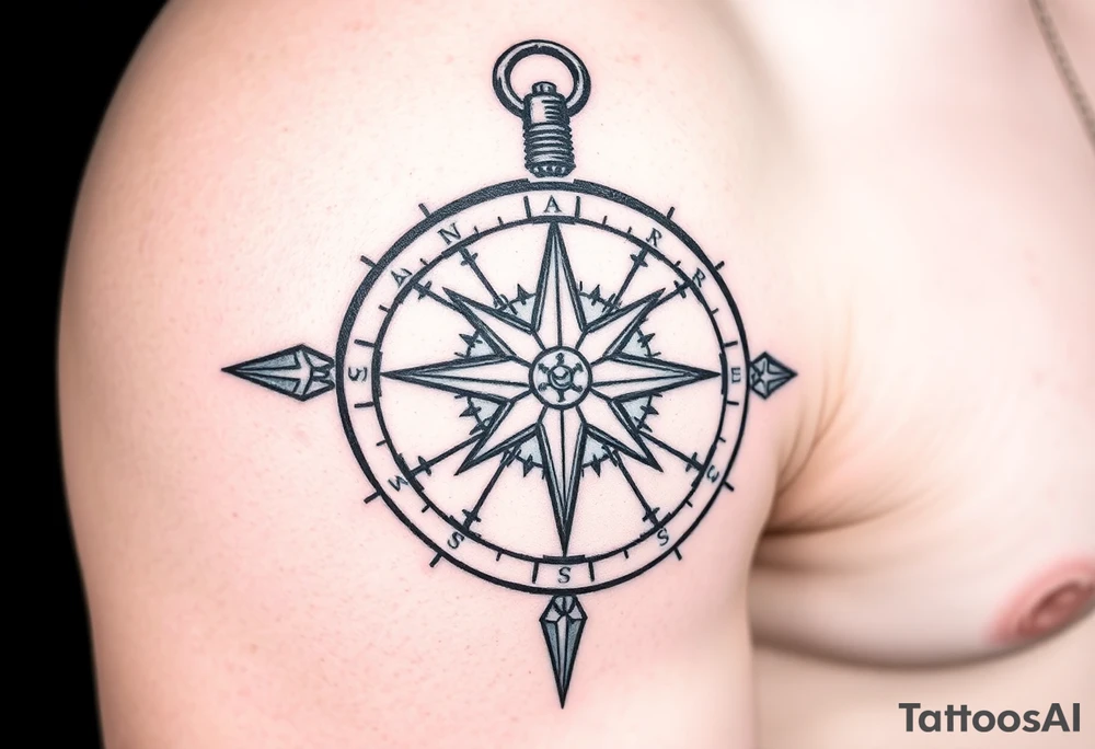 Rustic western compass 
with 2 unique ideas representing my children a boy and a girl named Knox and Jonesie tattoo idea