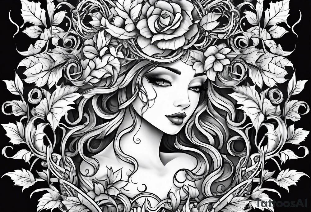 Leafy vines with chain tattoo idea
