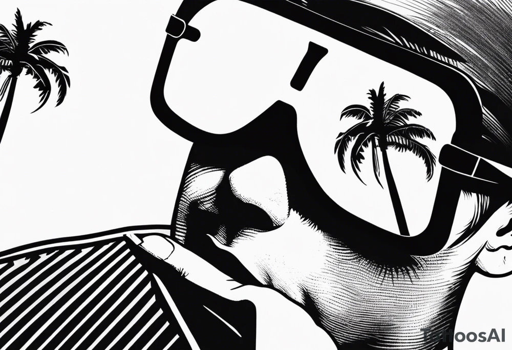 sunglasses with a palm tree and flamingo tattoo idea