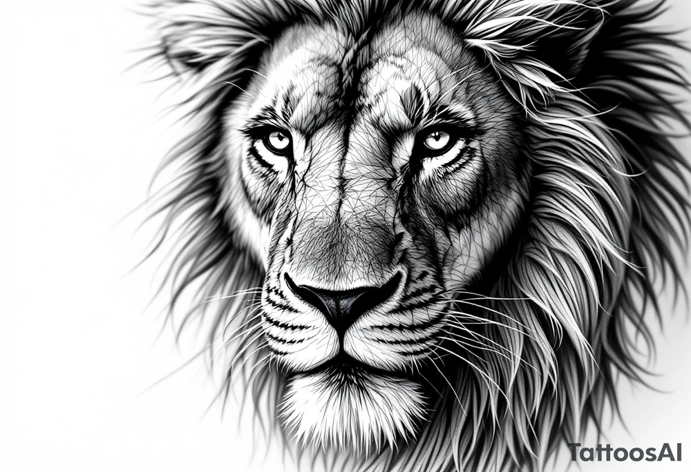 powerful majestic lion, close-up tattoo idea