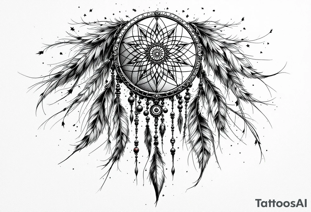 native dreamcatcher with flowing feathers and sacred beads tattoo idea native dreamcatcher with flowing feathers and sacred beads tattoo idea
