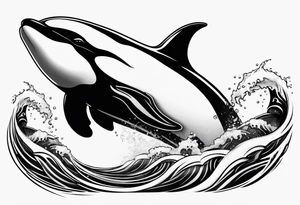 Killer whale that looks badass outline tattoo idea