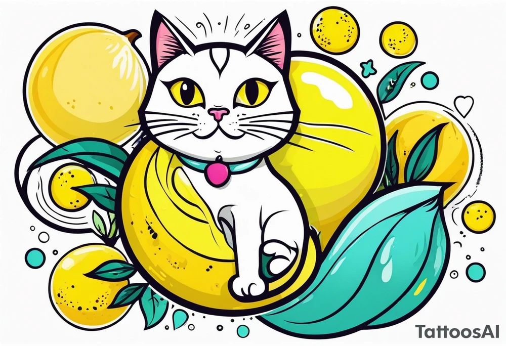 a combination between a lemon and a cat paw tattoo idea