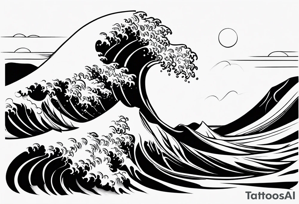 Single line ocean wave tattoo idea