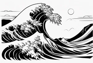 Single line ocean wave tattoo idea