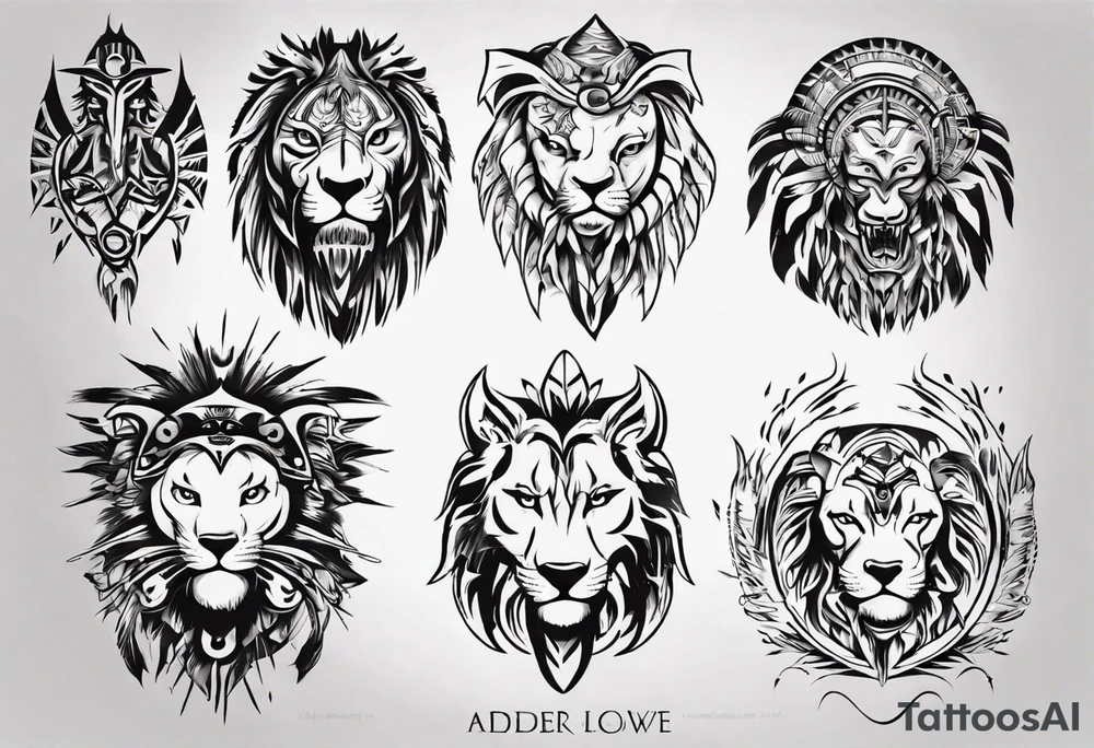 Adler und Löwe je halbseitig zusammengefügt tattoo idea