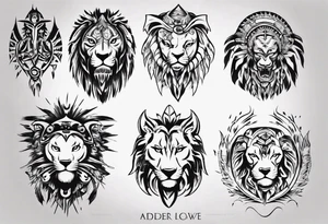 Adler und Löwe je halbseitig zusammengefügt tattoo idea