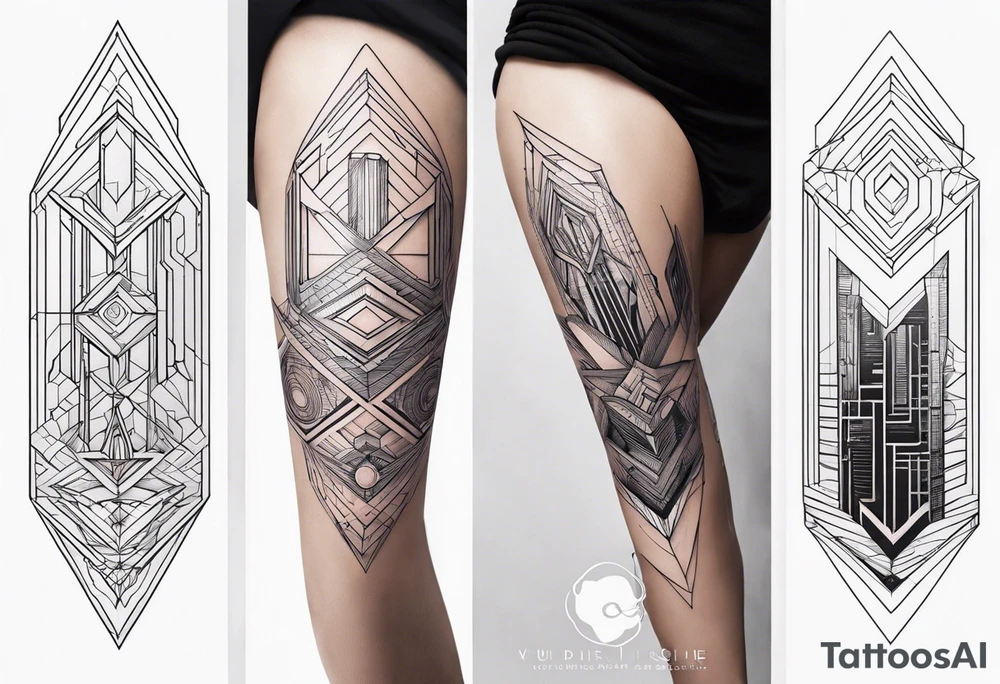 Futuristic bold line tattoo for leg tattoo idea