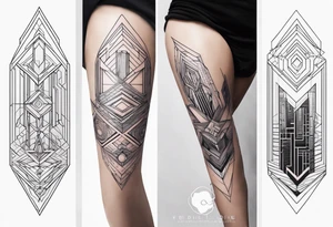 Futuristic bold line tattoo for leg tattoo idea