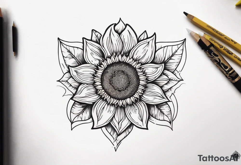 Sunflower infinity sign tattoo idea