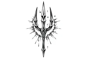 trident with cool background tattoo idea