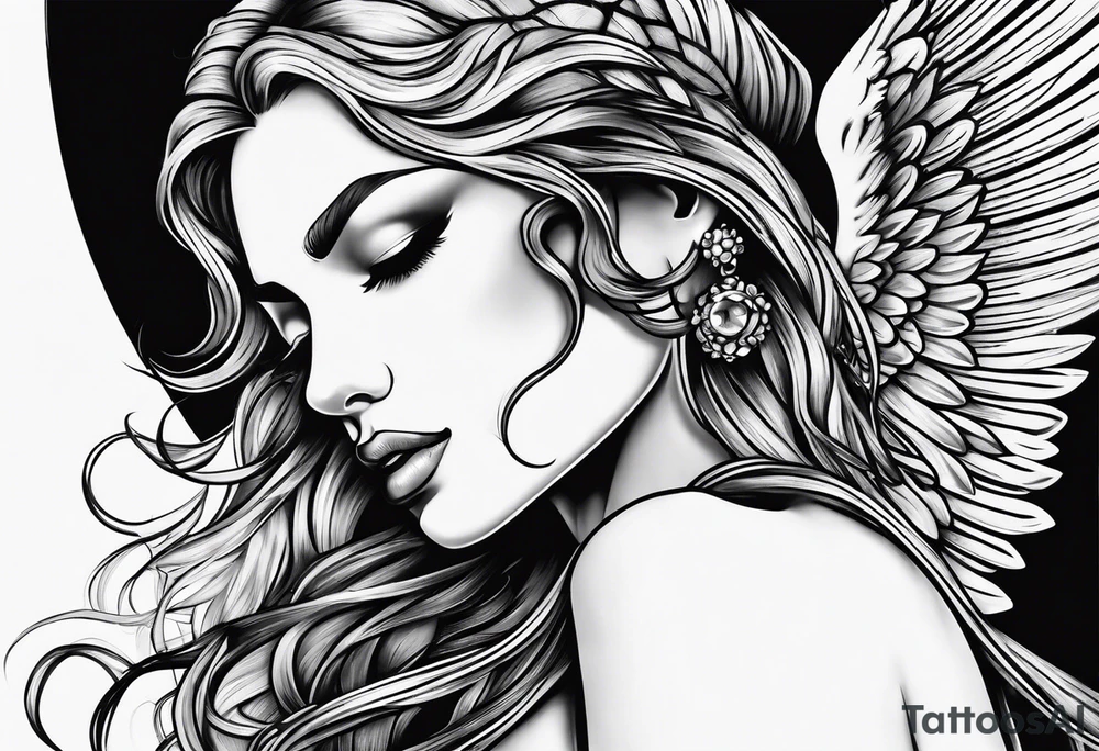 Swxy angel woman tattoo idea
