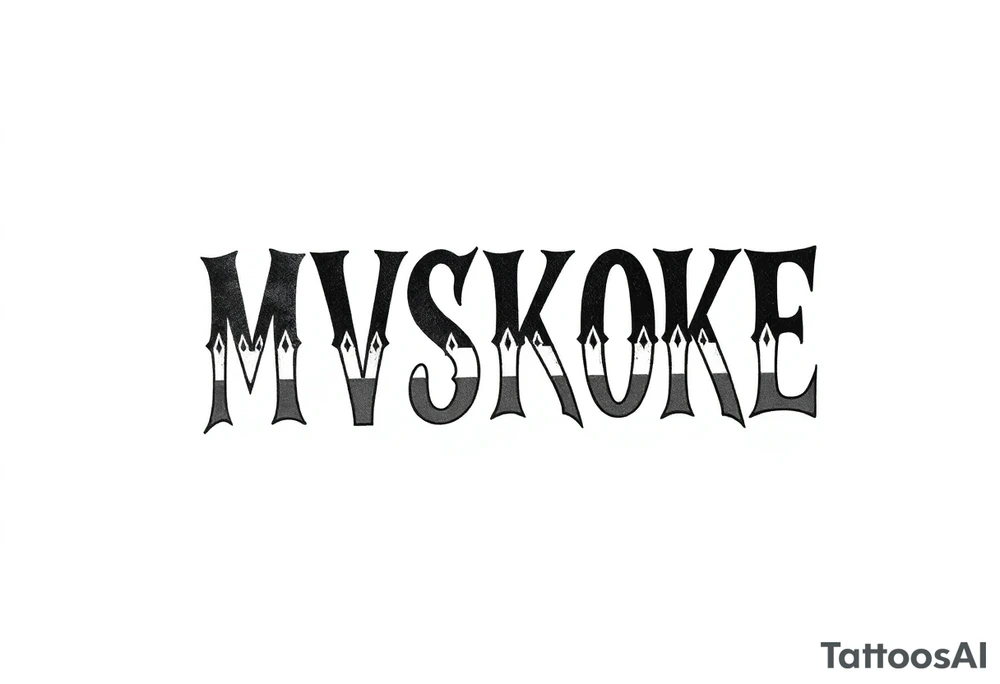 The word “MVSKOKE” shaded with Native American print tattoo idea