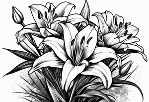 Lilies and bulbs with long thorns tattoo idea