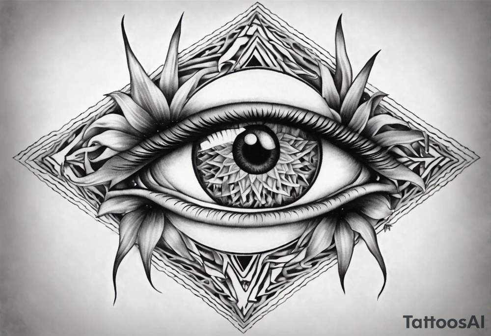 Eye with two irises from the band Tool, inside a heptagram tattoo idea