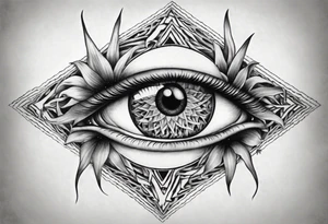 Eye with two irises from the band Tool, inside a heptagram tattoo idea