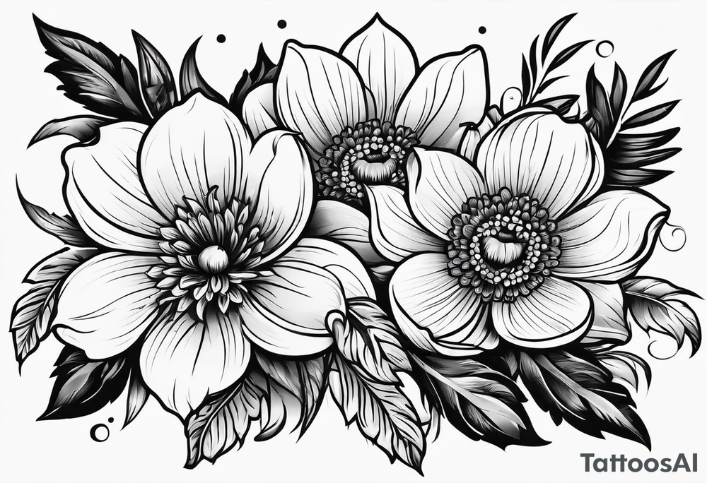 Flower logo with the word Alcadon tattoo idea