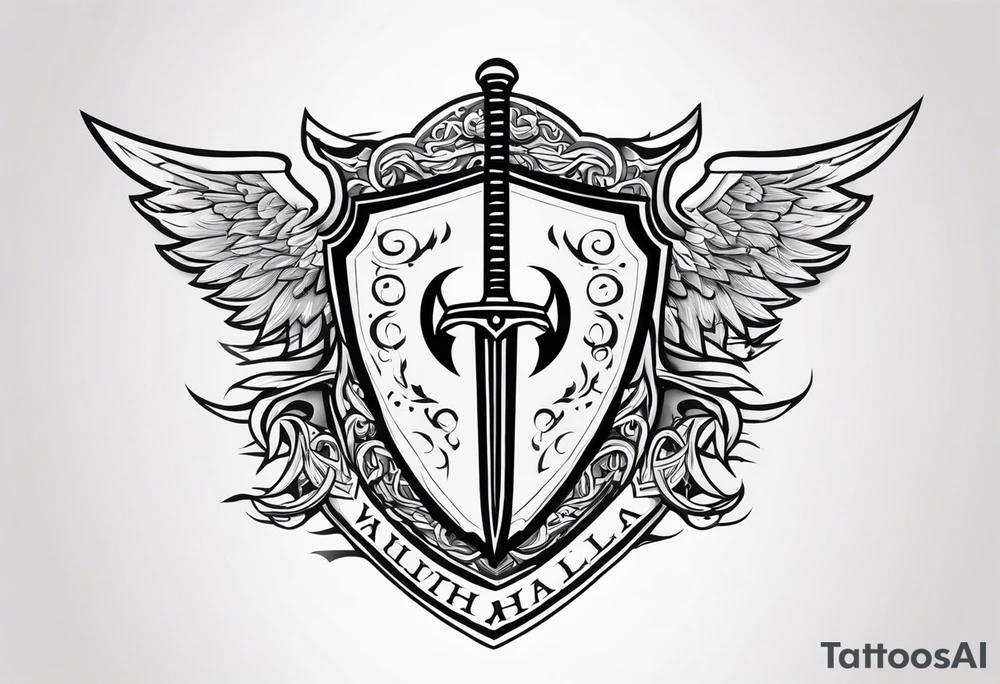 Valhalla sword ship shield tattoo idea