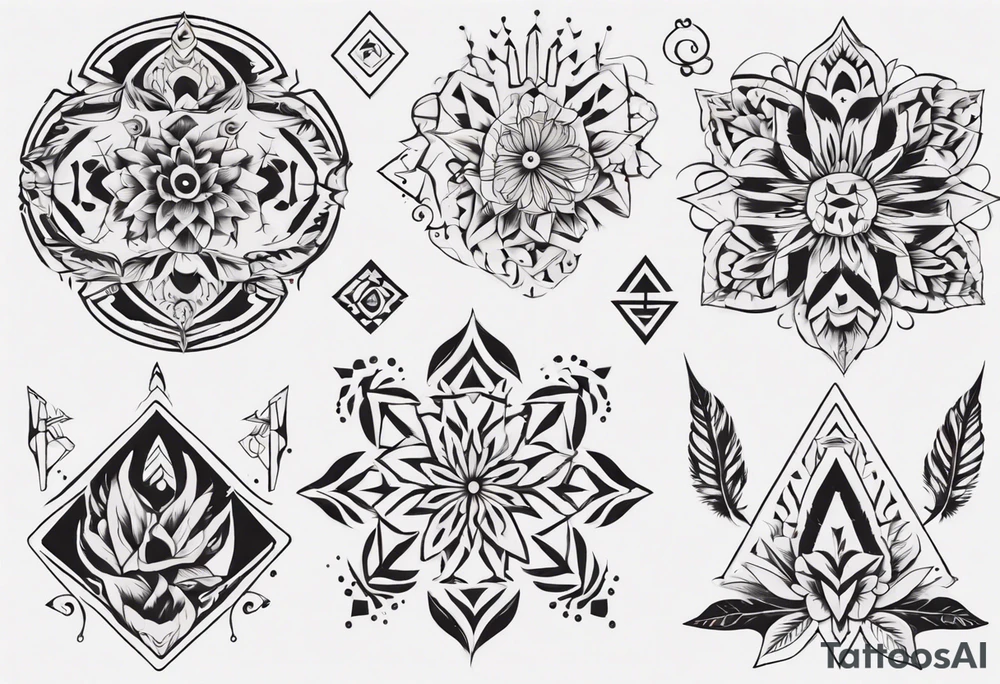 Minimalist Ornemental traditional henne indie tattoo idea