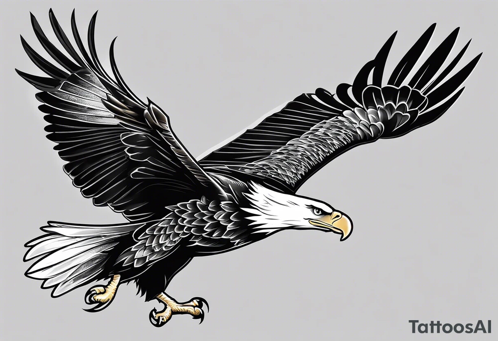 eagle flying with oar tattoo idea