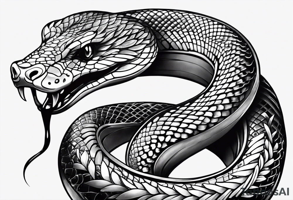 snake going around calf tattoo idea
