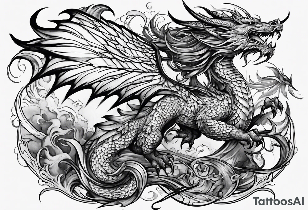 Weiblicher drachen tattoo idea
