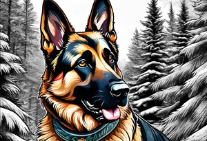 German shepherd in a forest sleeve tattoo tattoo idea