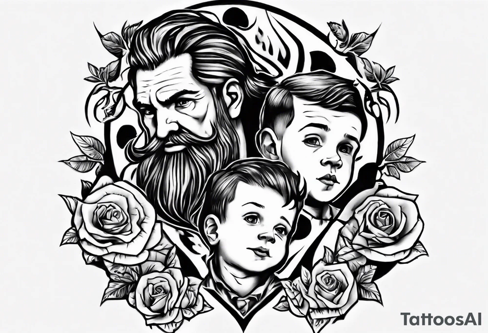 Father leading his son tattoo idea