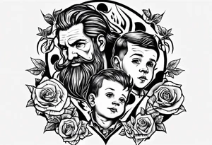 Father leading his son tattoo idea