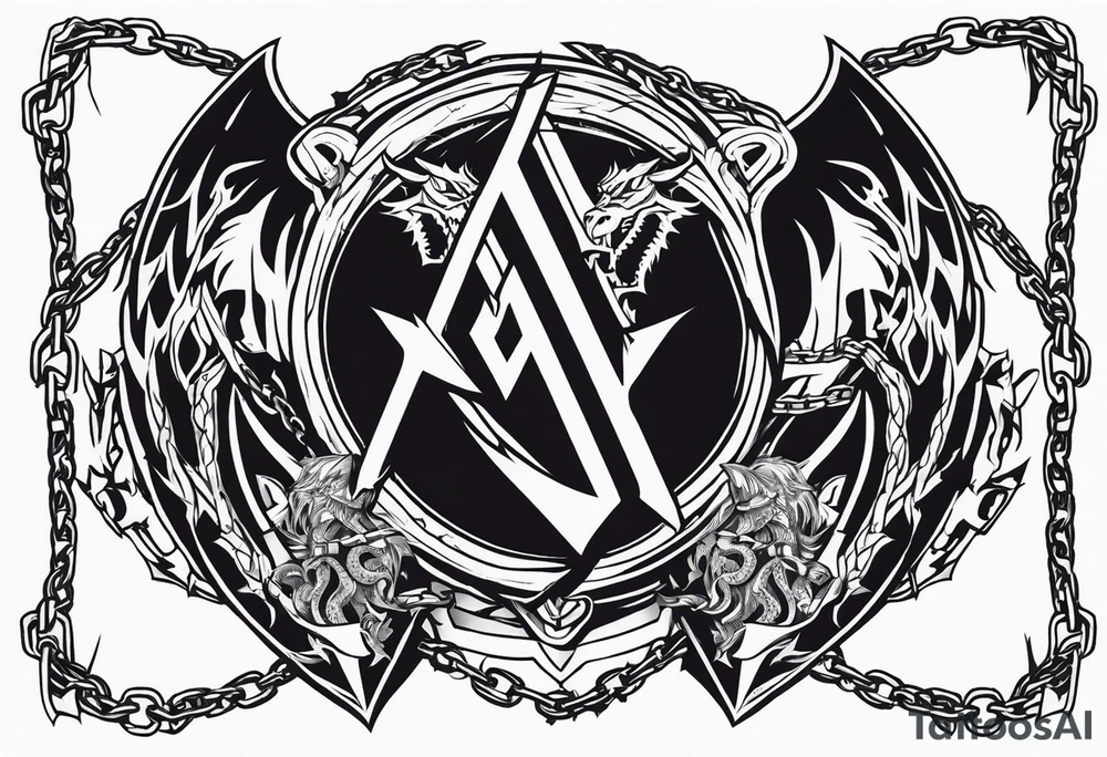 Valhalla sword shield dragon axe Valknut barbed wire chains fire tattoo idea Valhalla sword shield dragon axe Valknut barbed wire chains fire tattoo idea