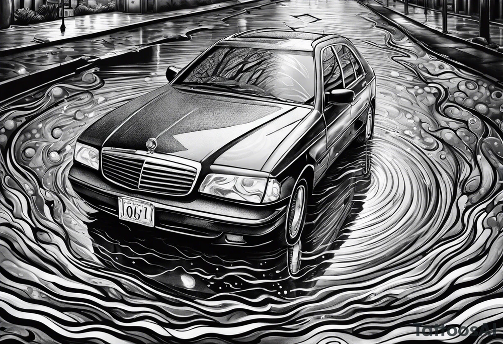 rain puddle under feet tattoo idea