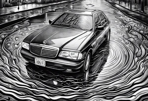 rain puddle under feet tattoo idea