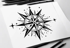 Compass rose with stars tattoo idea