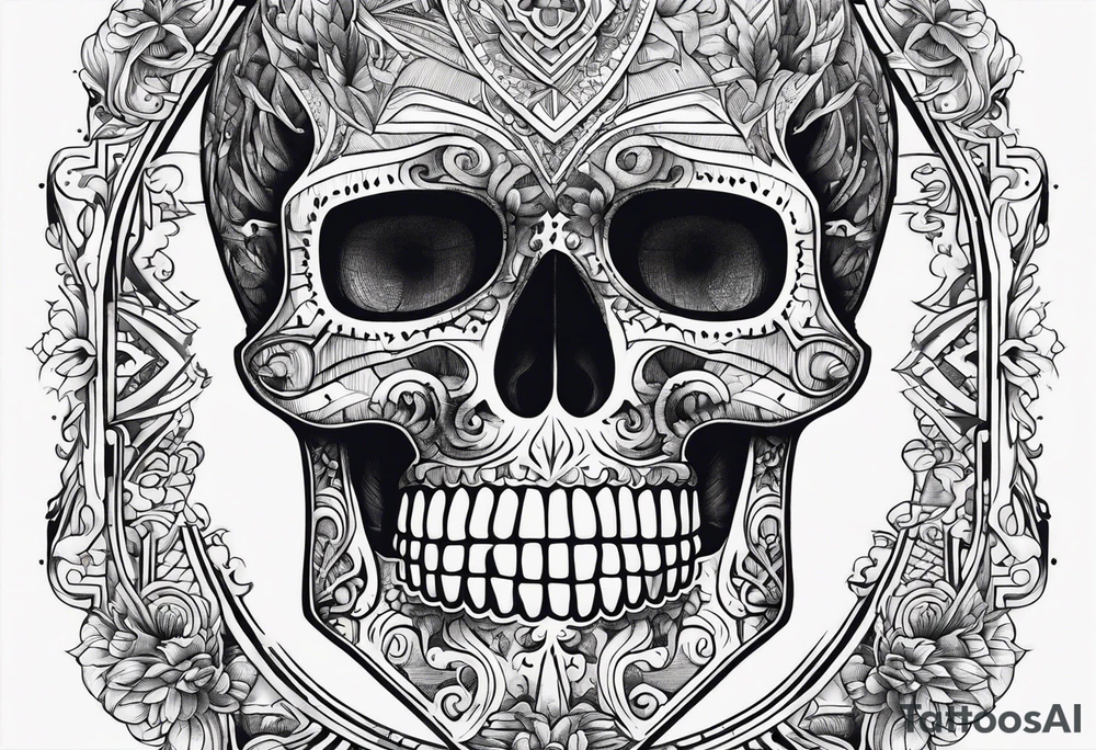Skeleton with words engraved tattoo idea