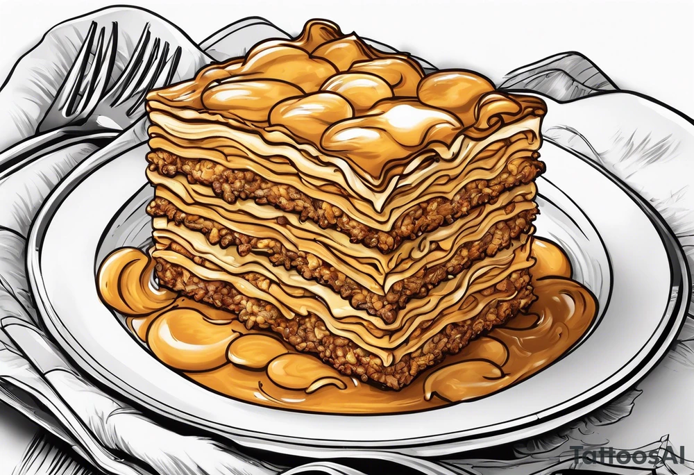 Garfield eating lasagna tattoo idea