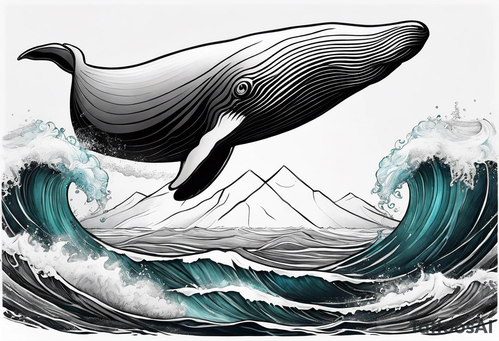 Humpbake whale tail sticking out of ocean tattoo idea