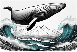 Humpbake whale tail sticking out of ocean tattoo idea