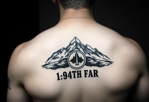 American traditional style with a mountain and the field artillery logo for the ar,y and the saying 1-94TH FAR tattoo idea