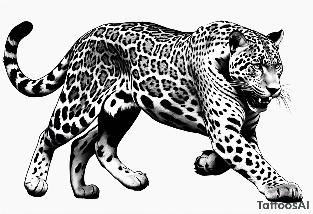 patch writhing jaguar, top side view, running, full jaguar body tattoo idea