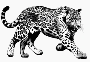 patch writhing jaguar, top side view, running, full jaguar body tattoo idea