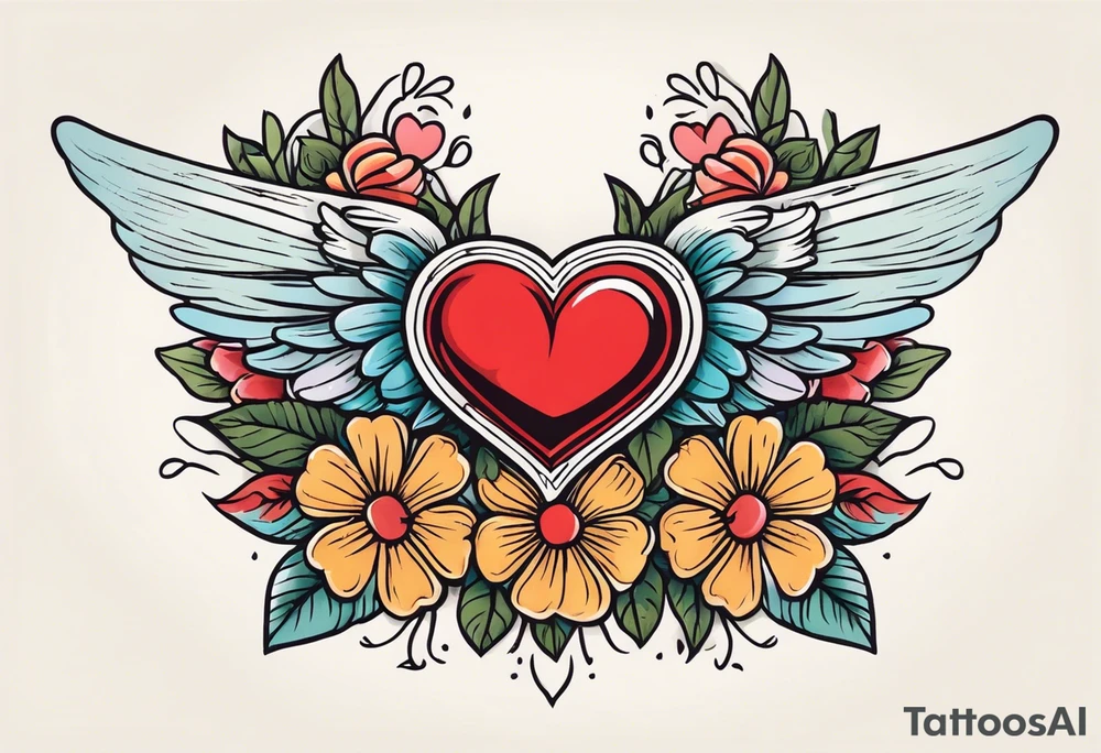 heart with wings
old school vintage simple traditional design surrounded by vintage flowers


bold color simple tattoo idea