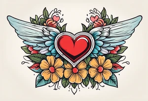 heart with wings
old school vintage simple traditional design surrounded by vintage flowers


bold color simple tattoo idea